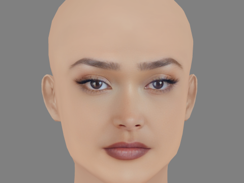 Joy Crookes ヘッド - 髪なし - ゲーム用の低ポリヘッド 3Dモデル