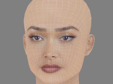 Joy Crookes ヘッド - 髪なし - ゲーム用の低ポリヘッド 3Dモデル