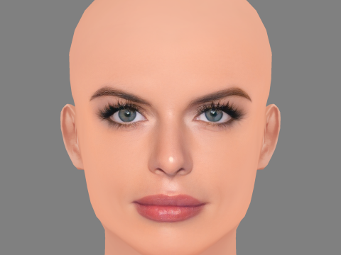 Julia Fox Head - No Hair - Low poly head for game 3D Model