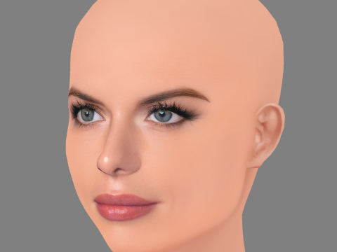 Julia Fox Head - No Hair - Low poly head for game 3D Model