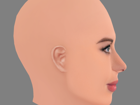 Julia Fox Head - No Hair - Low poly head for game 3D Model