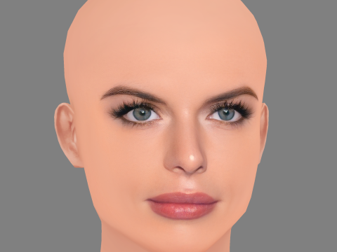 Julia Fox Head - No Hair - Low poly head for game 3D Model