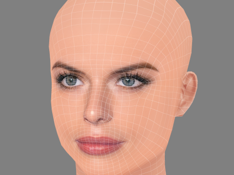 Julia Fox Head - No Hair - Low poly head for game 3D Model