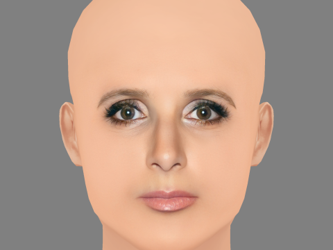 Julia Dreyfus 頭 - 髪なし - ゲーム用の低ポリ頭 3Dモデル
