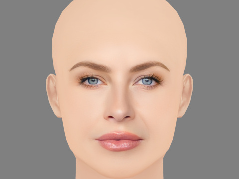 Julianne Hough Head - No Hair - Low poly head for game 3D Model