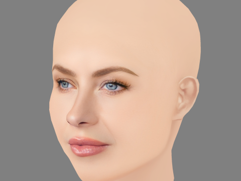 Julianne Hough Head - No Hair - Low poly head for game 3D Model