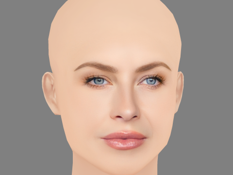 Julianne Hough Head - No Hair - Low poly head for game 3D Model