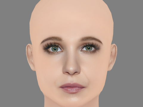 朱诺·坦普尔头 - 无头发 - 低聚游戏头 3D 模型