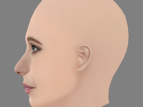 朱诺·坦普尔头 - 无头发 - 低聚游戏头 3D 模型