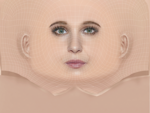 朱诺·坦普尔头 - 无头发 - 低聚游戏头 3D 模型