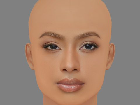 Justine Skye Head - 无头发 - 低聚游戏头 3D 模型