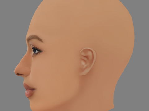 Justine Skye Head - 无头发 - 低聚游戏头 3D 模型