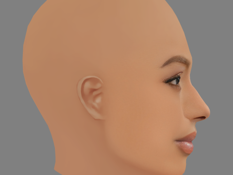 Justine Skye Head - 无头发 - 低聚游戏头 3D 模型