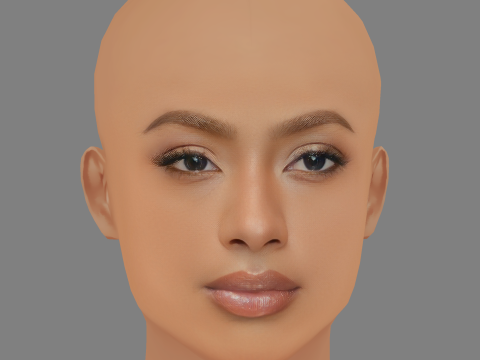 Justine Skye Head - 无头发 - 低聚游戏头 3D 模型