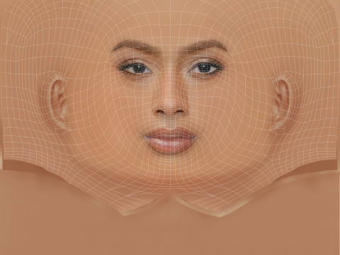 Justine Skye Head - 无头发 - 低聚游戏头 3D 模型