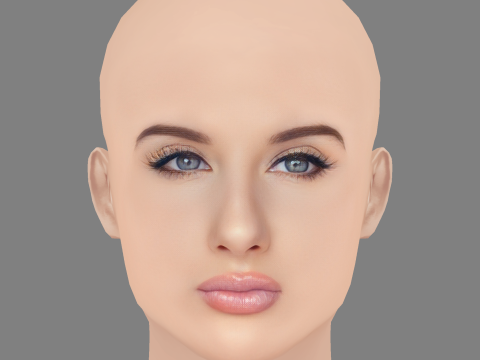 Justine Valentine Head - 无头发 - 游戏用低聚头 3D 模型