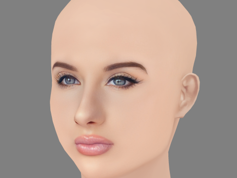 Justine Valentine Head - 无头发 - 游戏用低聚头 3D 模型