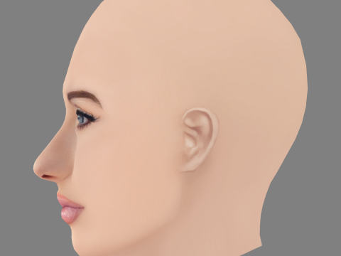 Justine Valentine Head - 无头发 - 游戏用低聚头 3D 模型