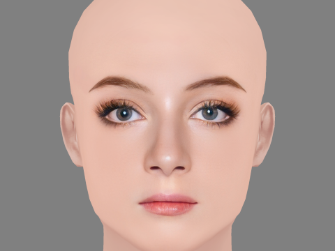 Testa di Kai Naomi Watts - Senza capelli - Testa in poliestere bassa per il gioco Modello 3D