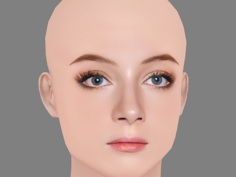 Testa di Kai Naomi Watts - Senza capelli - Testa in poliestere bassa per il gioco Modello 3D