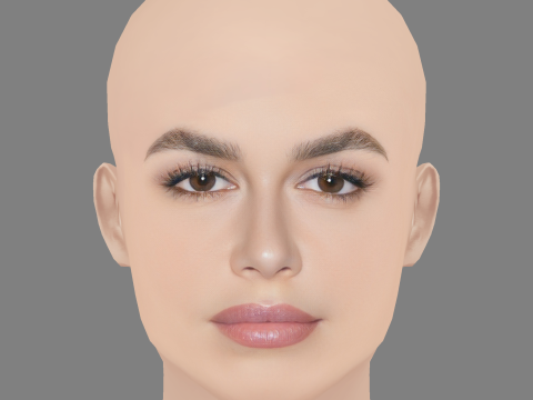 Kaia Gerber Head - No Hair - Low poly head for game 3D Model