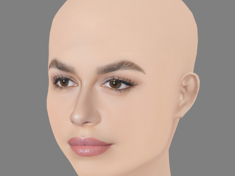 Kaia Gerber Head - No Hair - Low poly head for game 3D Model