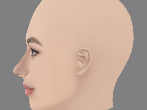 Kaia Gerber Head - No Hair - Low poly head for game 3D Model