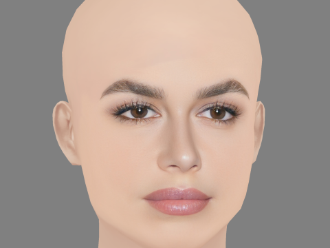 Kaia Gerber Head - No Hair - Low poly head for game 3D Model