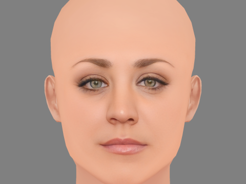 केली कुओको हेड - नो हेयर - गेम के लिए लो पॉली हेड 3D मॉडल