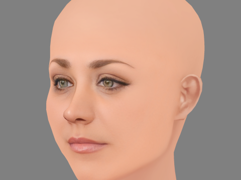 केली कुओको हेड - नो हेयर - गेम के लिए लो पॉली हेड 3D मॉडल