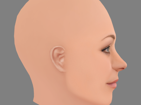 केली कुओको हेड - नो हेयर - गेम के लिए लो पॉली हेड 3D मॉडल