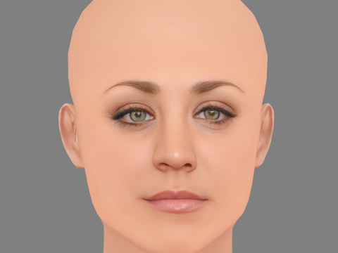 केली कुओको हेड - नो हेयर - गेम के लिए लो पॉली हेड 3D मॉडल