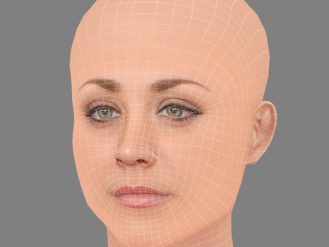 केली कुओको हेड - नो हेयर - गेम के लिए लो पॉली हेड 3D मॉडल