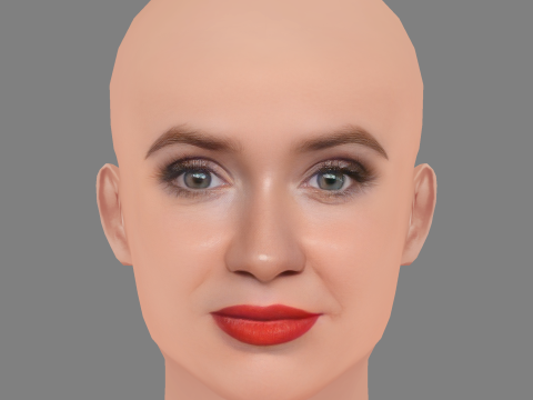 Голова Карен Гіллан - без волосся - низькополігональна голова для гри 3D Модель