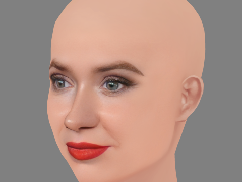 Голова Карен Гіллан - без волосся - низькополігональна голова для гри 3D Модель