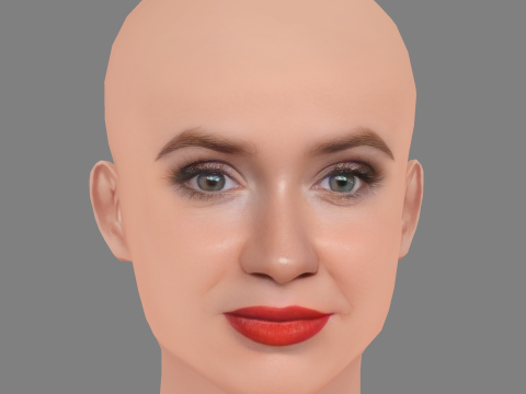 Голова Карен Гіллан - без волосся - низькополігональна голова для гри 3D Модель