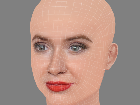 Голова Карен Гіллан - без волосся - низькополігональна голова для гри 3D Модель