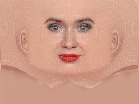 Голова Карен Гіллан - без волосся - низькополігональна голова для гри 3D Модель