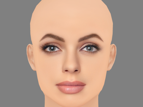 Голова Кароліни Бєлавської - без волосся - низькополігональна голова для гри 3D Модель
