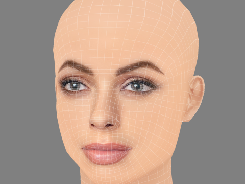 Голова Кароліни Бєлавської - без волосся - низькополігональна голова для гри 3D Модель