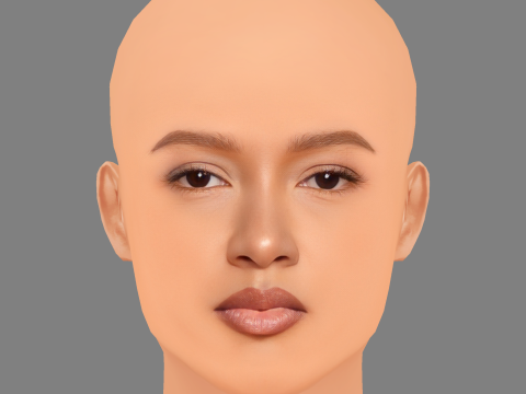 Karrueche Tran Head - No Hair - Low poly head for game 3D Model