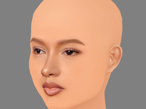 Karrueche Tran Head - No Hair - Low poly head for game 3D Model