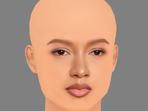 Karrueche Tran Head - No Hair - Low poly head for game 3D Model