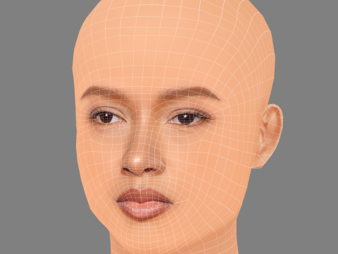 Karrueche Tran Head - No Hair - Low poly head for game 3D Model