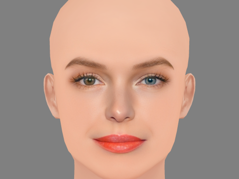 Cabeza de Kate Bosworth - Sin pelo - Cabeza de baja poli para juego Modelo 3D