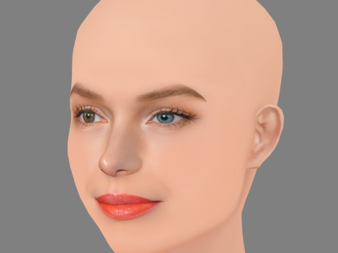 Cabeza de Kate Bosworth - Sin pelo - Cabeza de baja poli para juego Modelo 3D