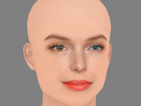 Cabeza de Kate Bosworth - Sin pelo - Cabeza de baja poli para juego Modelo 3D