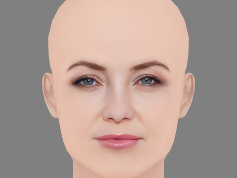 Голова Кейт Хадсон - без волосся - низькополігональна голова для гри 3D Модель
