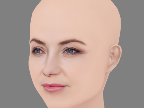 Голова Кейт Хадсон - без волосся - низькополігональна голова для гри 3D Модель