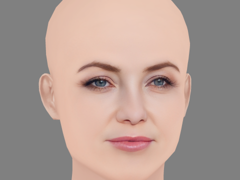 Голова Кейт Хадсон - без волосся - низькополігональна голова для гри 3D Модель
